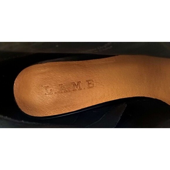 L.A.M.B. Nanetta Suede Black Buckle Side Zip Ankle Boots Size 9 M - Picture 6 of 16